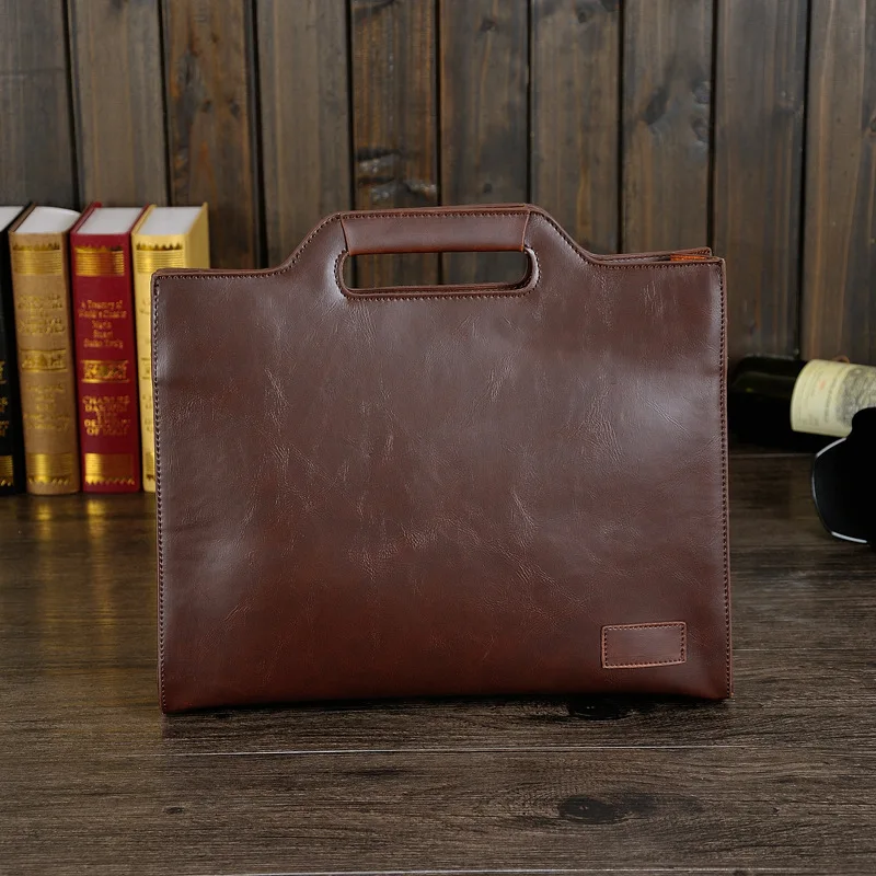 Men's Business office Briefcase Brand PU Leather Handbag male Vintage Tote Computer Laptop bag Casual Shoulder File bags Retro