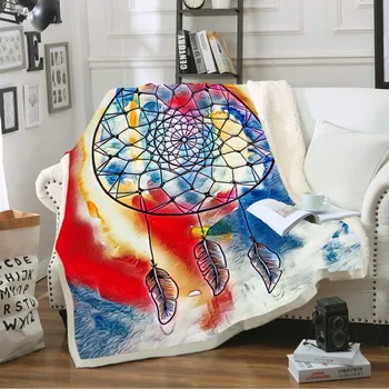 

Custom Travel Throw Blanket Colorful Feather Fleece Blanket Sherpa Blanket for Boys Girl Winter Warm Coral Blanket 150x200cm