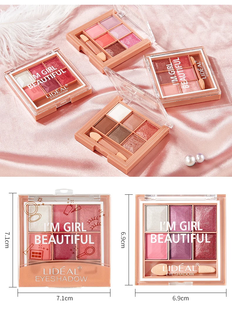 Beauty Eyes Makeup 6 цветов Палитра теней для век с кистью матовая Мерцающая пигментированная пудра водостойкая стойкая игра Цвет телесный