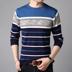 YUSHU осенний мужской хлопковый свитер Модные Повседневные Пуловеры с круглым вырезом теплые свитера Slim Fit Мужская брендовая одежда