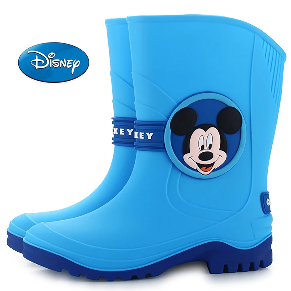 Disney Girls Minnie Mickey Mouse Rain Boots Baby Kids Fleeces Warm Shoes Boys Casual Cartoon Botas For Big Children Four Seasons