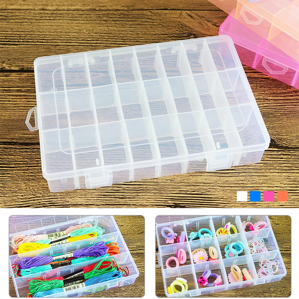 

24/36 Grid Transparent Storage Box For Diamond Painting Jewelry Box Nail Drill Plastic Rhinestone Bead Case Organizer