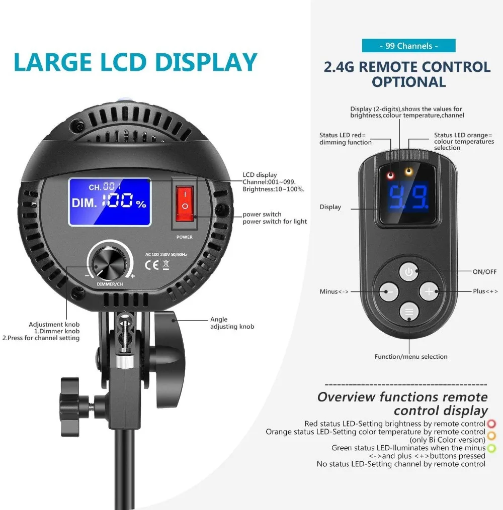 LED-Continuous-Video-Light-Tolifo-60W-Bowens-Mount-Aluminum-Alloy-Studio-Lamp-with-LCD-Display-Remote
