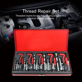 

High quality 131Pcs Thread Repair Set M5 6 8 10 12 Metric Thread Insert Repair Tools With 1.5D Coil Tin Wrench Drill Tap Suit