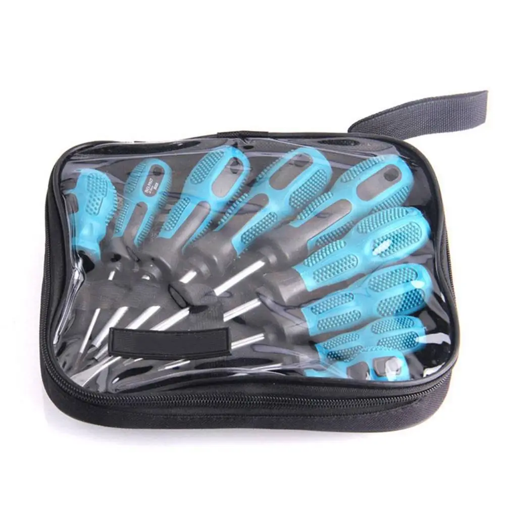 9PCS set 9 шт./компл. Набор отверток магнитные прорези пластиковые ручки Инструменты для ремонта бытовой ремонт ручные отвертки набор инструментов - Цвет: 9PCS set