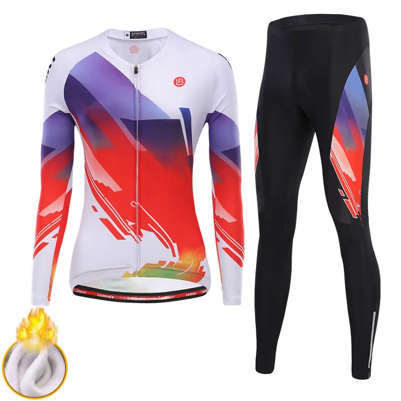 

Cycling Wear Women Bicycle Clothing Winter Thermal Fleece Road Bike Skinsuit Pro Mtb Jersey Set Ladies Riding Dress Sportswear