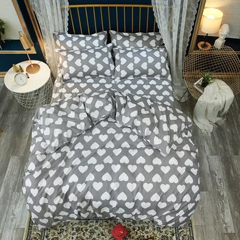 

Simple Heart Printed Lovers 4pcs Bed Cover Set Duvet Cover Adult Child Girl Boy Bed Sheet Pillowcase Comforter Bedding Set 61005