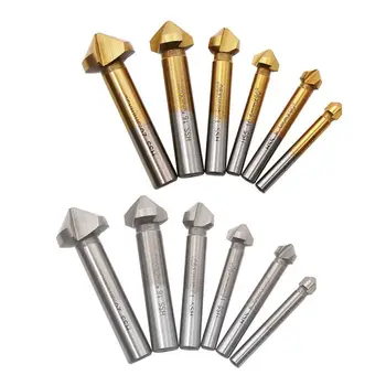 

6 Pcs/set 90 Degree HSS 3-blade Chamfering Cutter Woodworking Opening Reamer M7DA