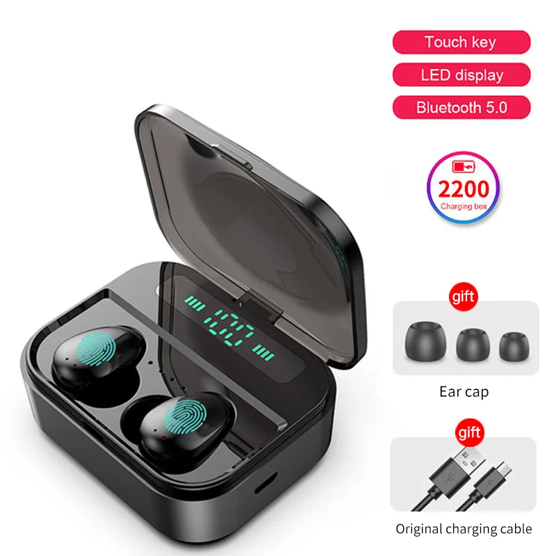 FBYEG TWS Bluetooth наушники спортивные беспроводные наушники стерео наушники 3D Мини вкладыши двойной микрофон с зарядным устройством Bluetooth V5.0 - Цвет: X7-BK