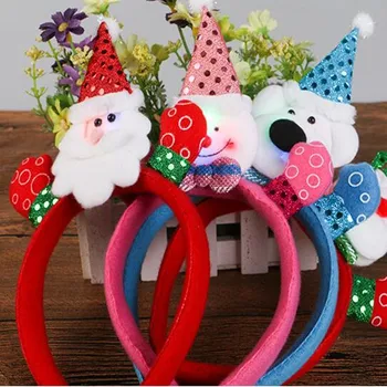 

Cute Flashing Christmas Head Hoop Sequins LED Lighting Santa Claus Head Buckle For Kids Adults Christmas Party