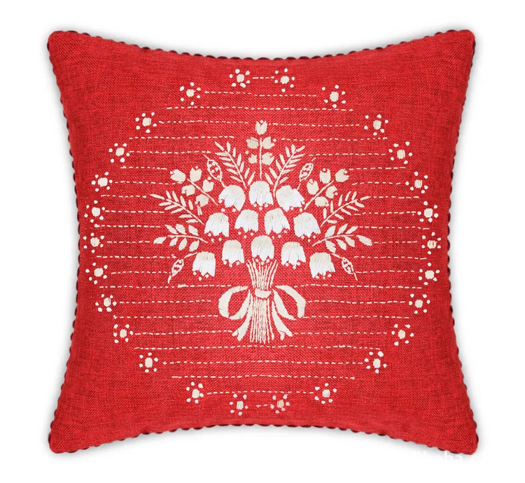 

JURHOO Embroidery Manufacturers Wholesale Handmade Embroidery Cross Stitch Ribbon Embroidery Cushion Pillow Cover Fragrant 02