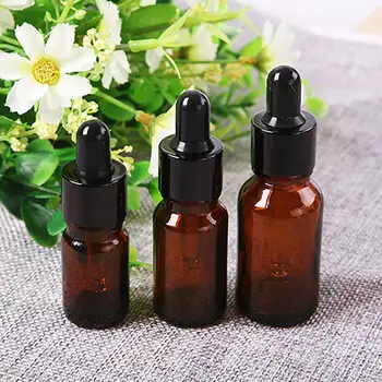 

Amber Glass Essential Oil Liquid Reagent Pip-ette Empty Dropper Bottle 5-50ml glass droppers, eye dropper cap with black lid.