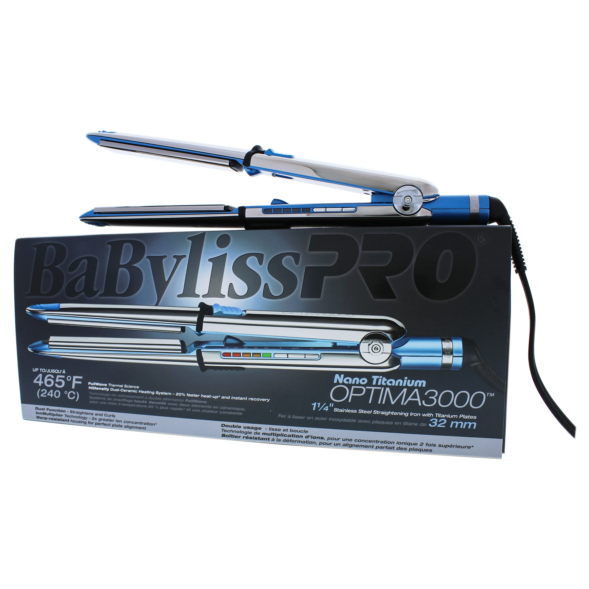 Babyliss plancha plana PRO Nano Titanium Optima 3000, modelo BABSS3000TC,  plateada y azul|Planchas de pelo| - AliExpress