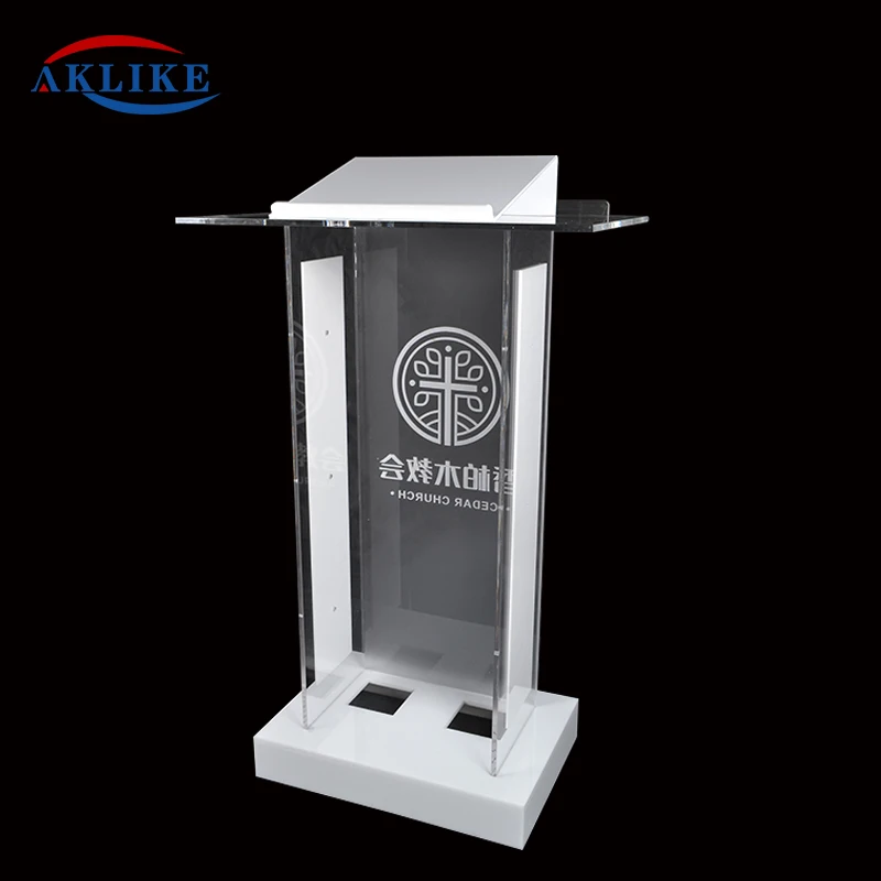 Illuminated Podium Organic Glass Pulpit Cheap Utility Platform Church Presentation Lectern Modern Speech Rostrum