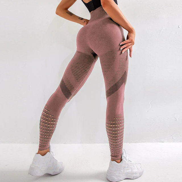 High Waist Fitness Gym Leggings Women Seamless Energy Tights Workout Running Activewear Yoga Pants Hollow Sport Trainning Wear 5