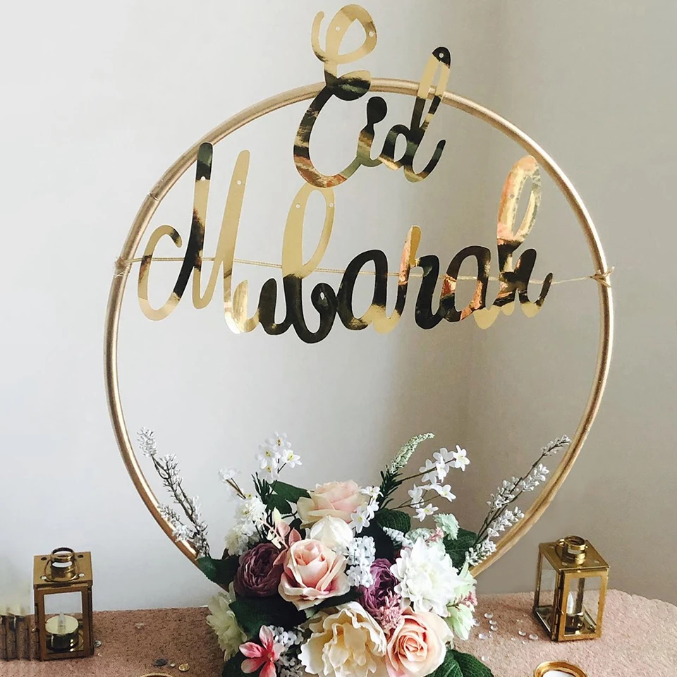 DIY Hoop Decor Ramadan Iron Metal Wreath Festival Party Eid Mubarak Kareem Islamic Muslim