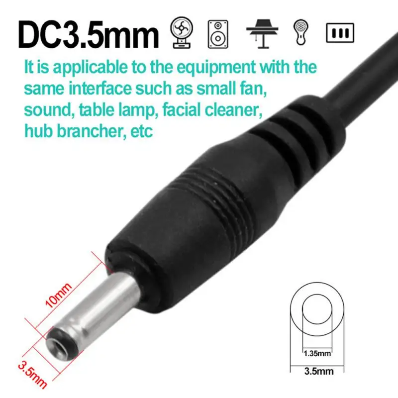 1 Uds USB a DC * 3,5*1,35mm agujero redondo Mini altavoz Cable de carga 5V Cable de alimentación 3,5mm Cable de carga para ventilador USB Lámpara USB