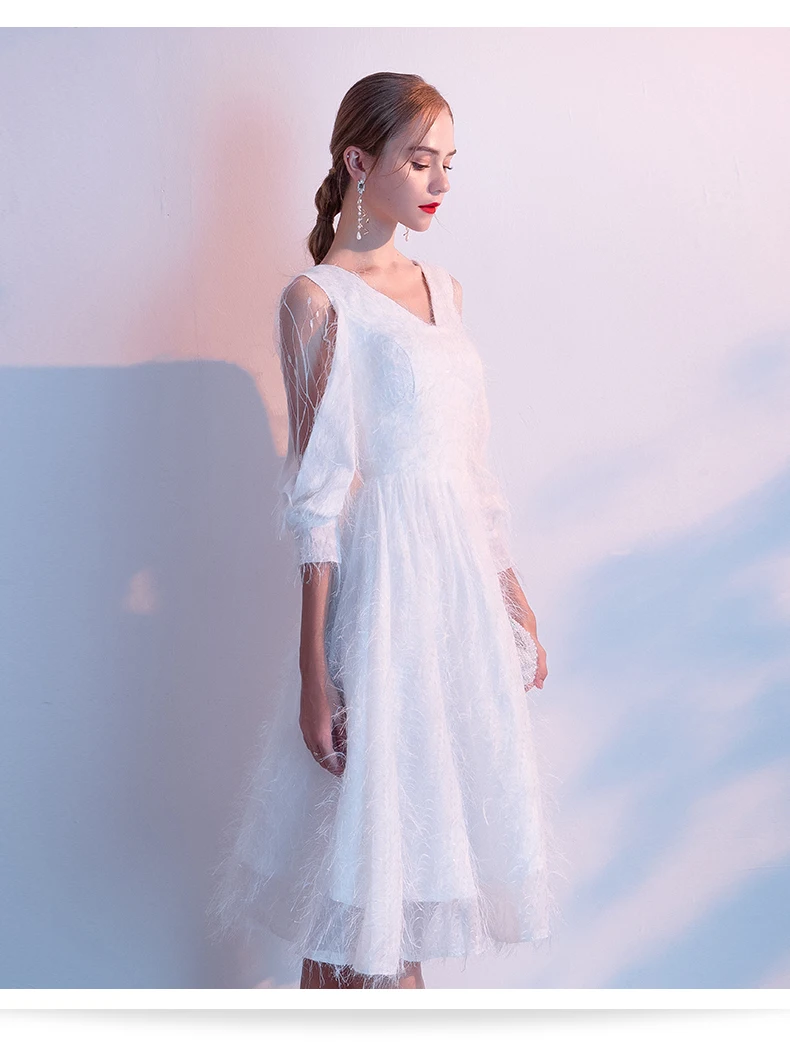 AE631 Robe de Soiree Courte розовое белое винтажное кружевное вечернее платье с v-образным вырезом Вечерние платья Vestido de Festa