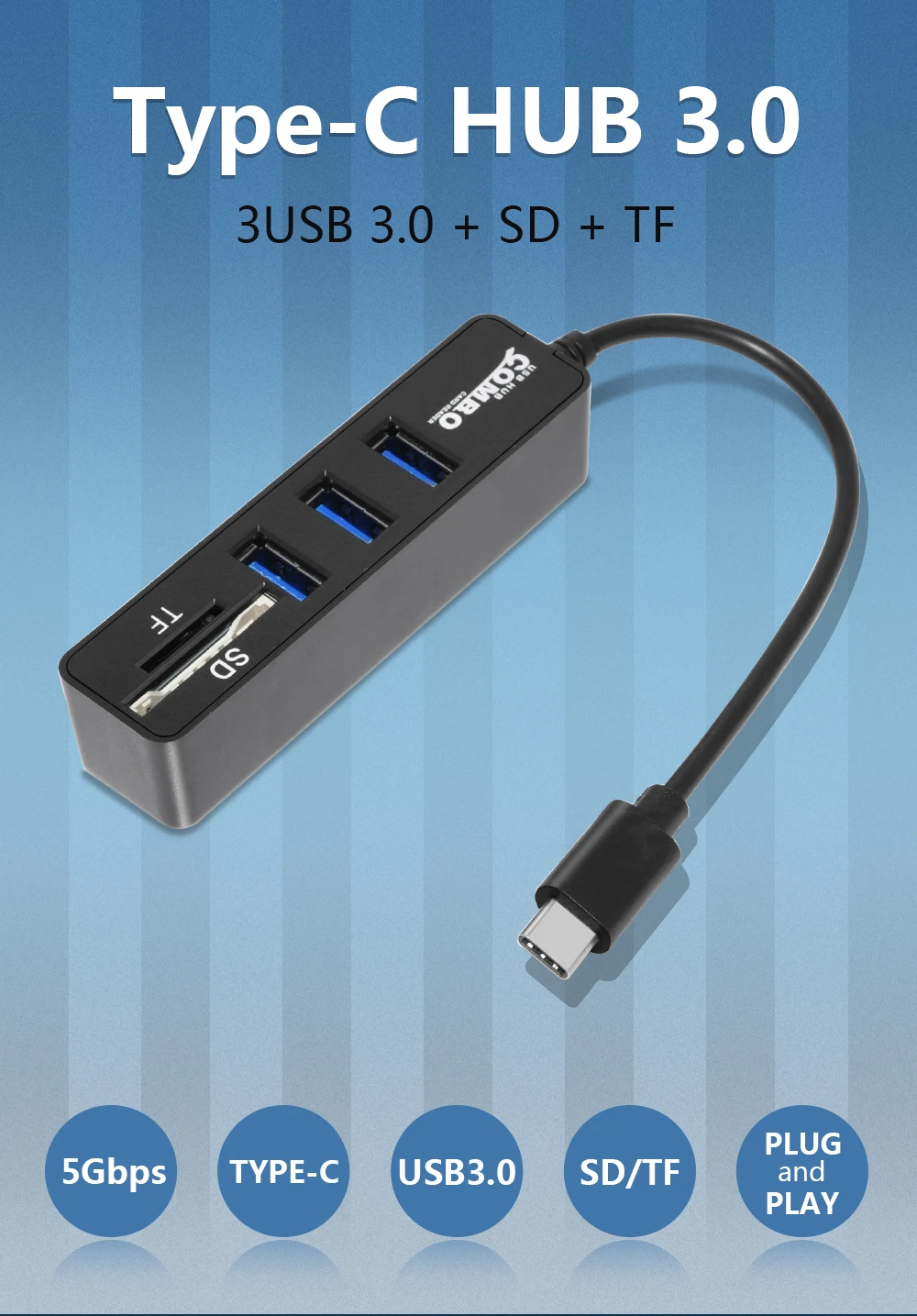 Type C концентратор 2,0 Мульти USB 2,0 концентратор USB разветвитель устройство для чтения карт SD TF все в одном для ПК Компьютерные аксессуары