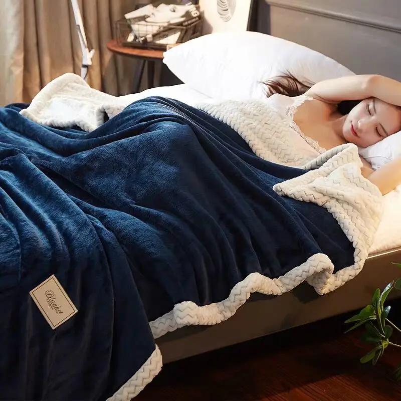 Однотонное фланелевое одеяло, постельные принадлежности, мягкое меховое одеяло, покрывало с принтом, Хлопковое одеяло - Color: as picture