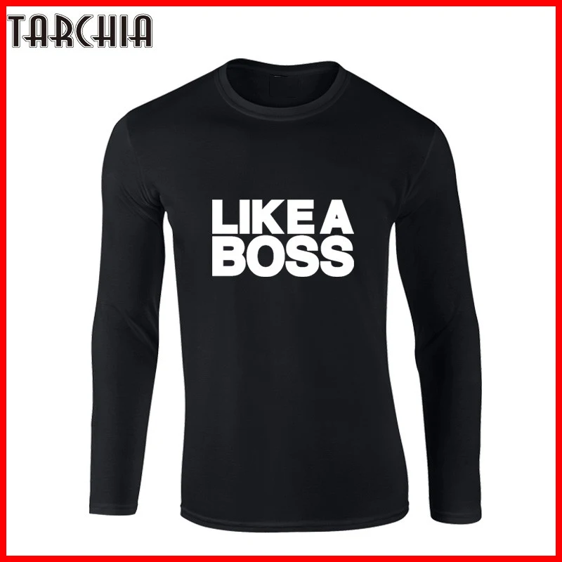 Приталенная крутая Черная Мужская футболка TARCHIA с длинным рукавом недорогая