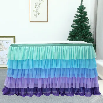 

Chiffon Decorative Tutu Table Skirt Spillproof Pleated Table Skirt For Rectangle Tablecloth For Hawaiian Party Baby Favor