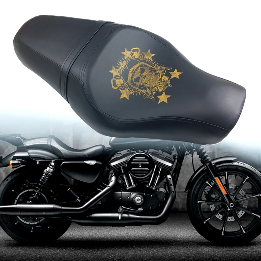 

Motorcycle Motorbike Driver Rear Passenger Tour Seat Cushions 2 up for Harley Sportster XL883 N XL1200 N Iron 48 72 Black Skull