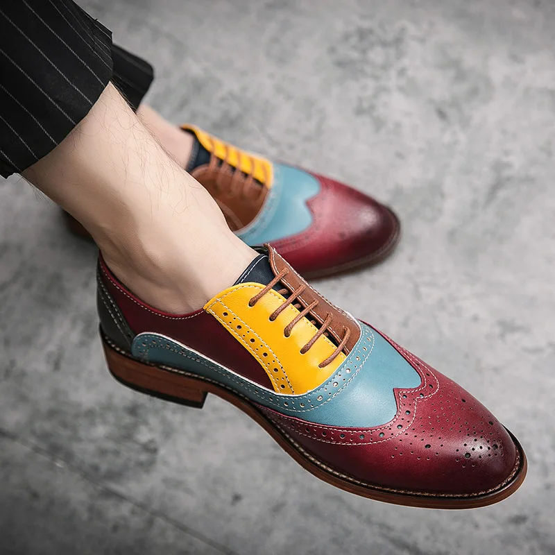 Men's Brogues Match Colors Retro 