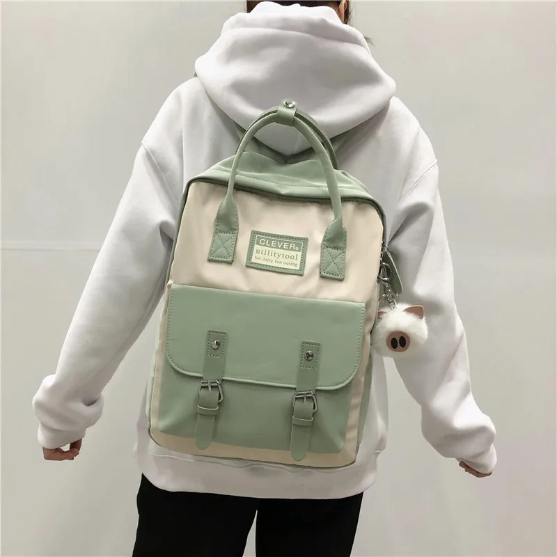 

Women Nylon Backpack Candy Color Waterproof School Bags for Teenagers Girls Patchwork Backpack Female Rucksack Mochila