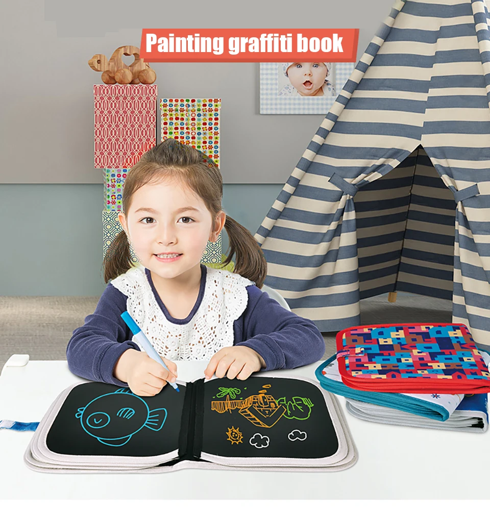 IMBABY Детская Ткань Книга ручная роспись рамка полотно холста DIY Ремесленная Живопись Дети обучения учебная книга игрушки для детей