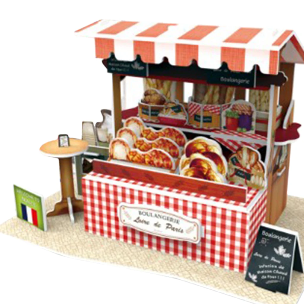 Handmade Toys 1/24 Miniature Dollhouse Kit Decorations with Furnitures DIY Puzzle House Crafts Kits - 3D Bread Shop Model