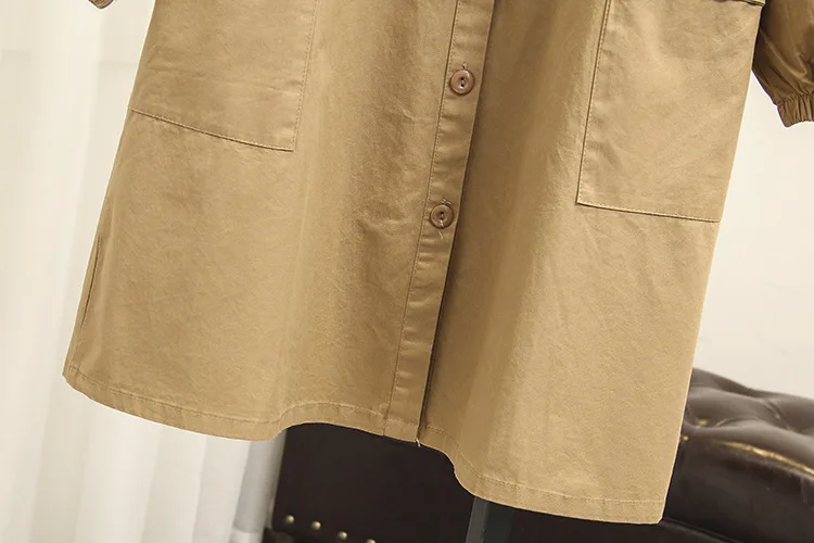 Mooirue плюс размер Женский Тренч хлопок Cot лук карманы свободная уличная винтажная Повседневная Кардиган хаки черная длинная верхняя одежда Тренч