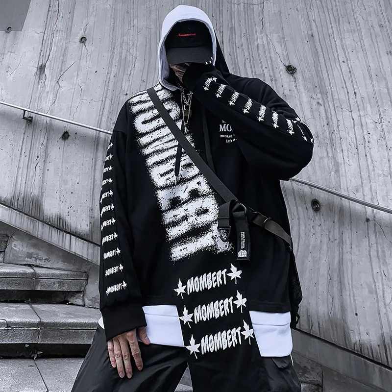 Толстовки для мужчин хит цвет с капюшоном для мужчин пуловер Harajuku забавные буквы печати Топы Мода хип хоп Пара Толстовка Осень