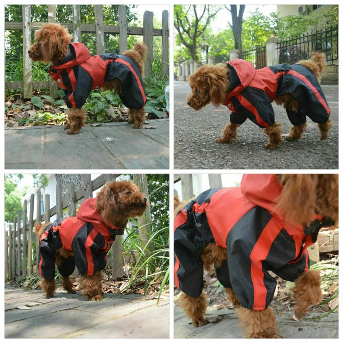 Pet Одежда с принтом в виде собак для снега и дождя; зимние пальто Водонепроницаемый плащи 4 ноги плащ для маленьких, средних и больших собак MDJ998