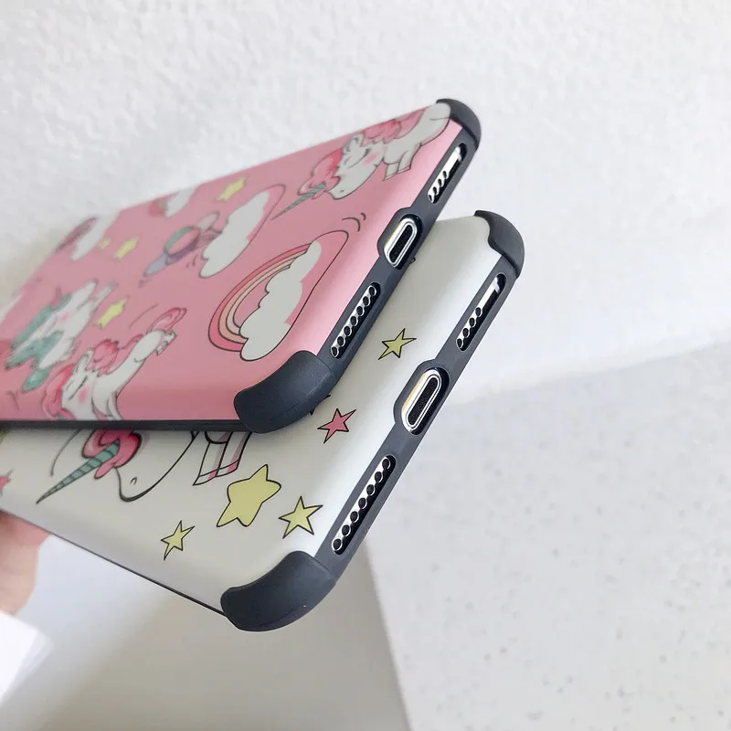 Мягкий силиконовый чехол с мультяшным милым единорогом для iphone X iphone XS MAX, XR X 7, 8, 6, 6S Plus, coque, с держателем и шнурком