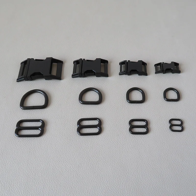 

50Sets/Lot 10mm 15mm 20mm 25mm Metal Buckles Hardware For Dog Cat Collar Harness Accessories D Rings Adjusters Belt Loop Clasps