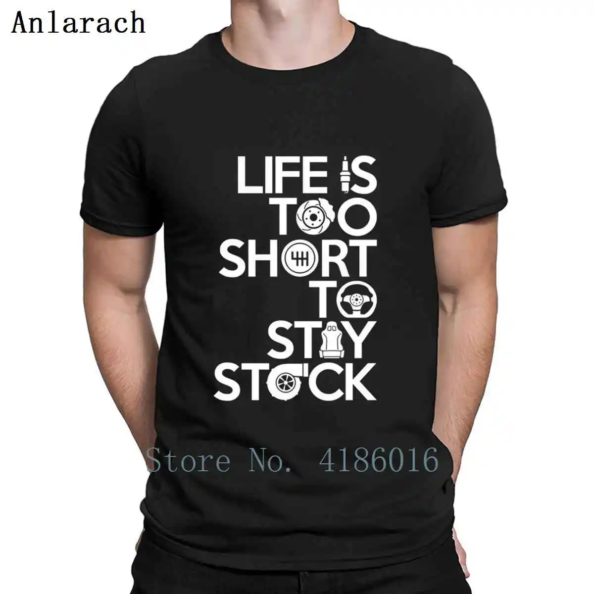 Racing Life Is Too Short To Stay Stock T Shirt Trend Fitness Round Collar Printing Funny Cool Sleeve Spring | Мужская одежда
