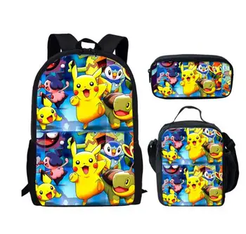 

Hot Anime Pokemon Detective Pikachu 3PCS Set Schoolbags for Teen Students Boys Girls Cute Children Backpacks