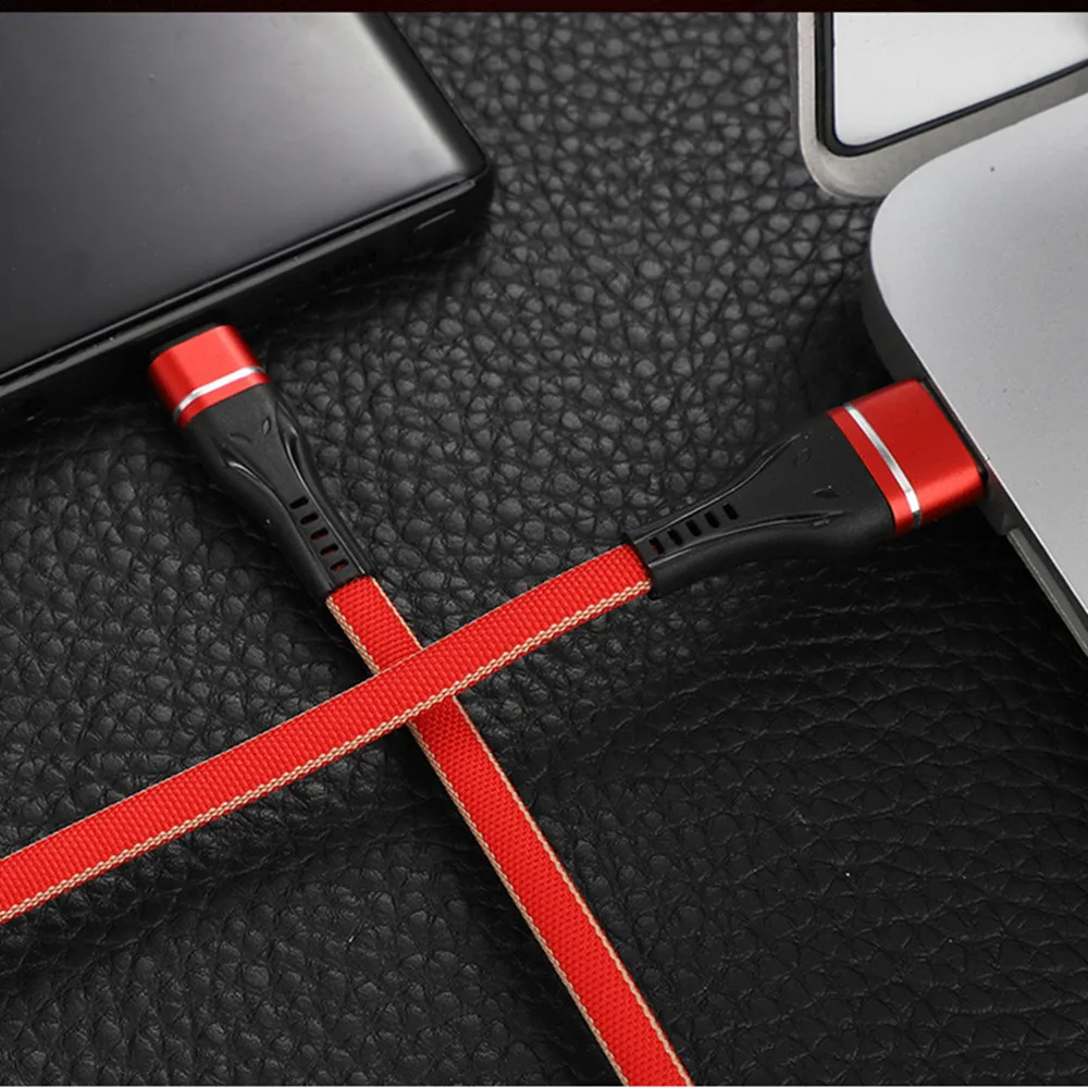 Usb type-C кабель 1 м для huawei samsung oppo Быстрая зарядка кабель для передачи данных USB C для xiaomi htc vivo плоский плетеный провод красный синий серый
