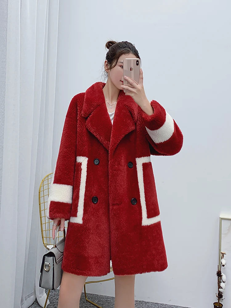 women's clothing winter outerwear coats new spell color particles sheep-shorn lamb fur fur coat female 1023