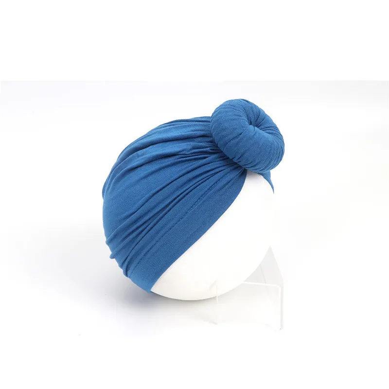 navy blue Дети Детская повязка на голову с бантом хлопковые повязки с узлом головная повязка в виде чалмы шапка эластичная шапочка заколки для девочек волосы для куклы аксессуары - Цвет: navy blue