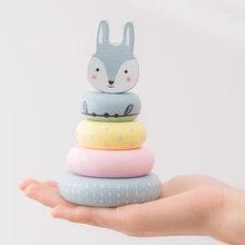 Baby Spielzeug Holz Jenga Gebäude Block Farbige Fox Kreative Pädagogisches Spielzeug Nordic Stil Stapeln Spiel Regenbogen Kaninchen Holz Spielzeug