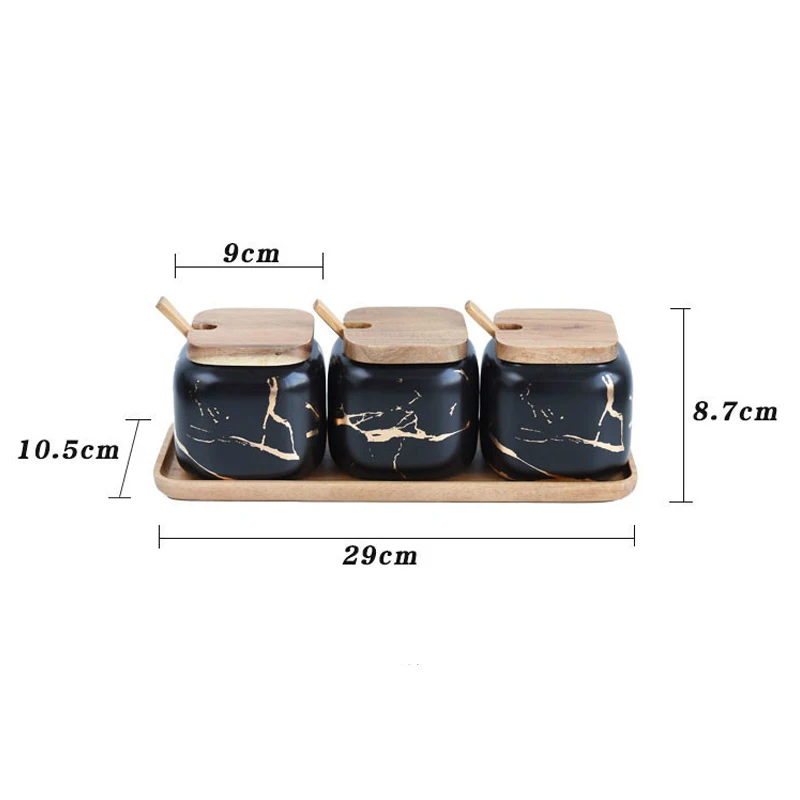 Spice Jar Set Marble Ceramic Seasoning Pot For Kitchen Container Accessories Seasoning Rack Salt Sugar Pepper Shaker Storage Box