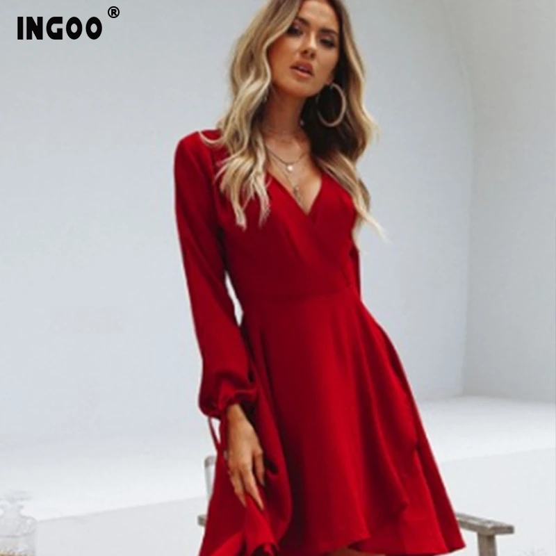 INGOO 2019 сексуальное Бандажное платье ласточкин хвост элегантное однотонное с