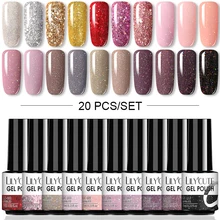 Lilycute 20 pçs/set uv gel unha polonês conjunto 7ml multi-color semi permanente longa duração led gel verniz embeber fora gel de unhas