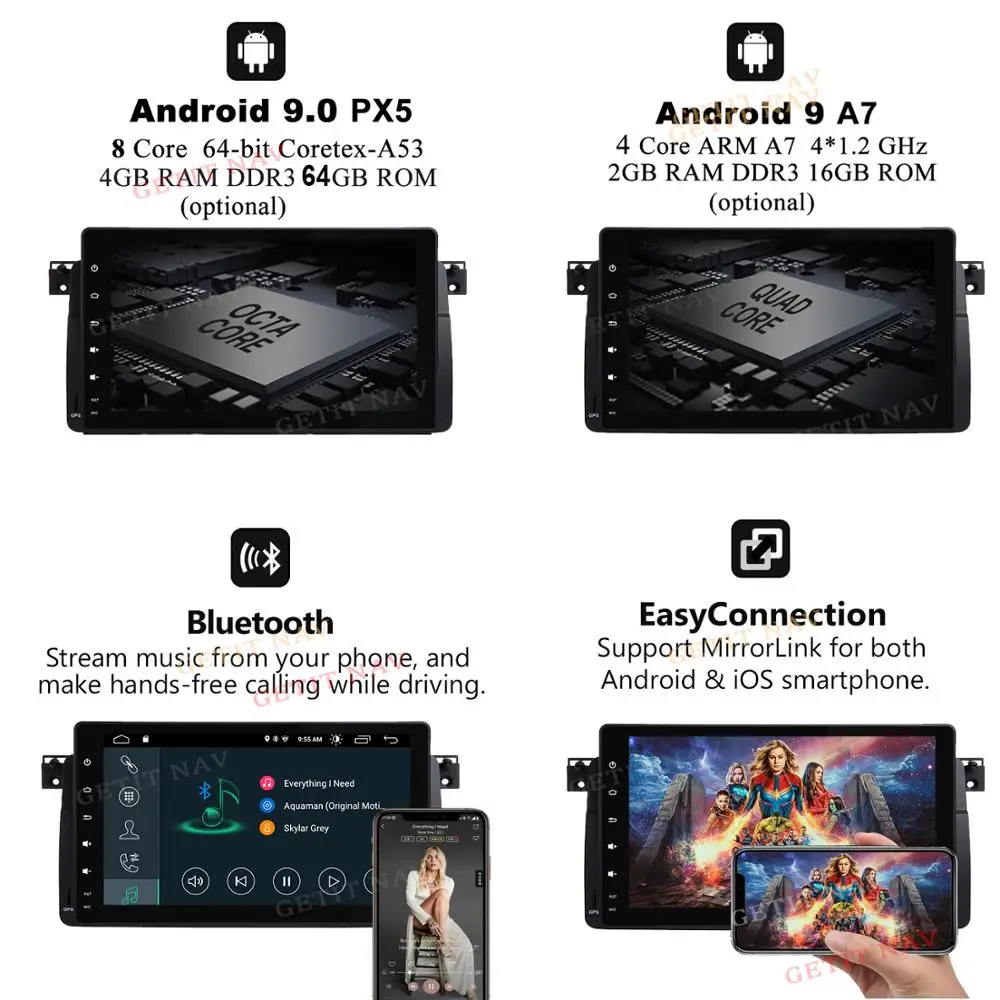 Flash Deal DSP Chip 9" 1 Din Car Multimedia player Android 9 GPS Autoradio Stereo System For BMW/E46/M3/Rover/3 Series 4GB + 64GB FM Radio 1