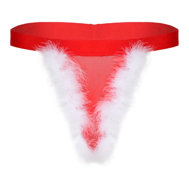 Sexy Men Feather Trim Underwear For Christmas See-through Mesh Bulge Pouch  Briefs Low Waist G-string T-back Thong Sissy Lingerie - Panties & Briefs -  AliExpress