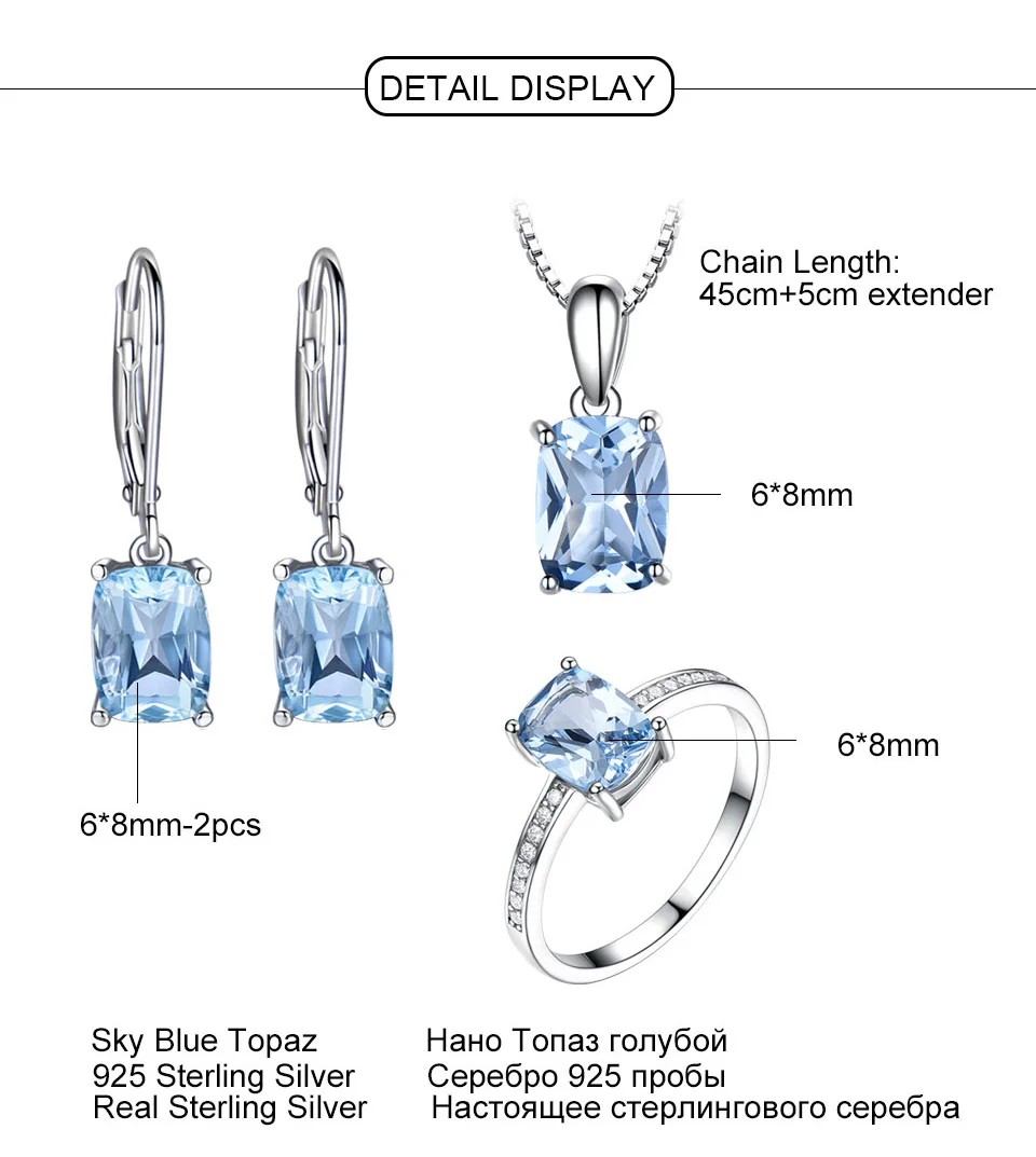 UMCHO Sky blue topaz silver sterling jewelry sets for women S011B-1-PC (11)