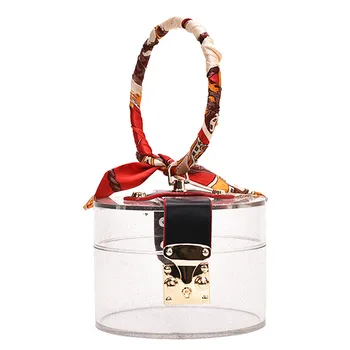 

Colorful Transparent Metal Ring Handle Women Party Purses and Handbags Scarf Clutch Mini Evening Bag Ladies Tote Designer Bags