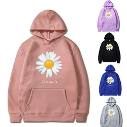 Sudadera con capucha de manga larga para hombre, suéter informal que combina con todo, con estampado de manzanilla y Bolsillo grande, para primavera y otoño